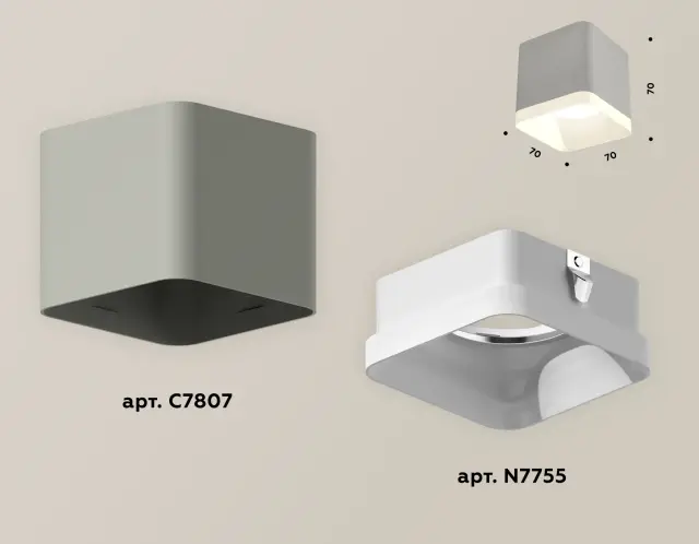 Точечный светильник Ambrella Light XS7807010 — серый, ракурс 3