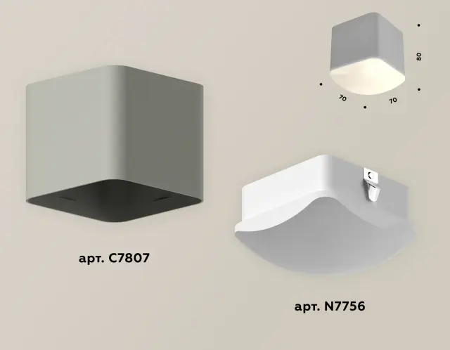 Точечный светильник Ambrella Light XS7807011 — серый, ракурс 3