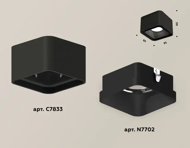 Точечный светильник Ambrella Light XS7833002 — черный, ракурс 3