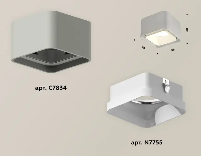 Точечный светильник Ambrella Light XS7834010 — серый, ракурс 3