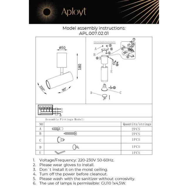 Точечный светильник Aployt APL.007.02.01 BERENIS — белый, ракурс 11