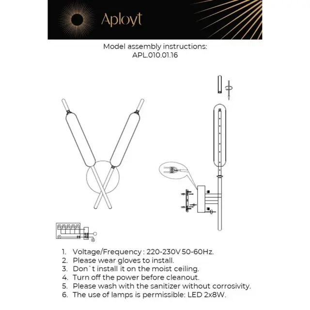 Бра Aployt APL.010.01.16 CARLA — золотой, ракурс 12