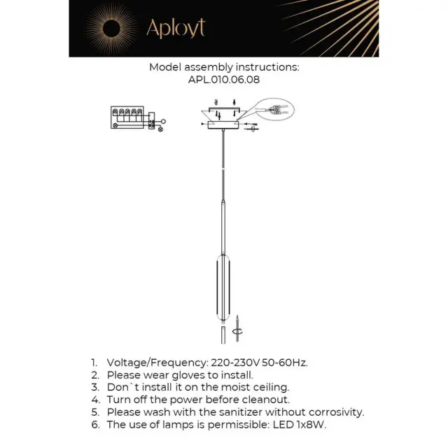 Светильник Aployt APL.010.06.08 CARLA — золотой, ракурс 12