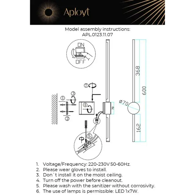 Бра Aployt APL.0123.11.07 GABI — золотой, ракурс 14