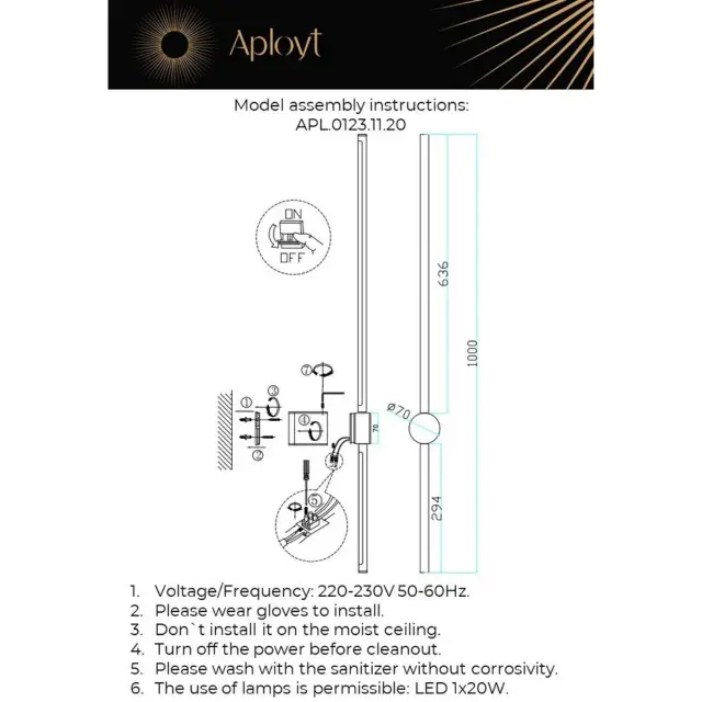 Бра Aployt APL.0123.11.20 GABI — золотой, ракурс 9