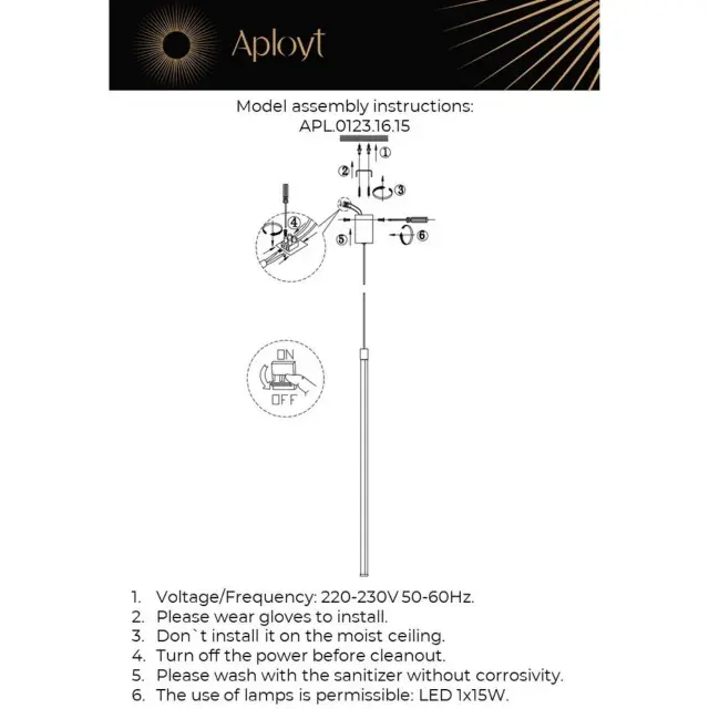 Светильник Aployt APL.0123.16.15 GABI — золотой, ракурс 12