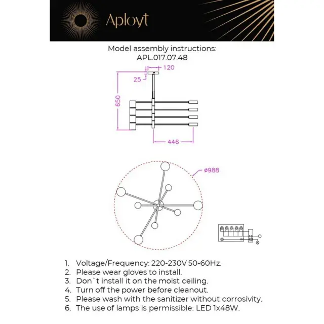 Люстра Aployt APL.017.07.48 FRANIA — черный, ракурс 18