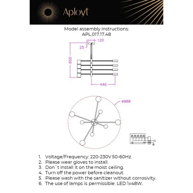 Люстра Aployt APL.017.17.48 FRANIA — бронза, ракурс 19