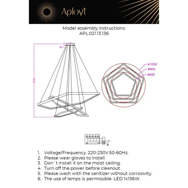 Светильник Aployt APL.021.13.136 POLUNIA — хром, ракурс 14