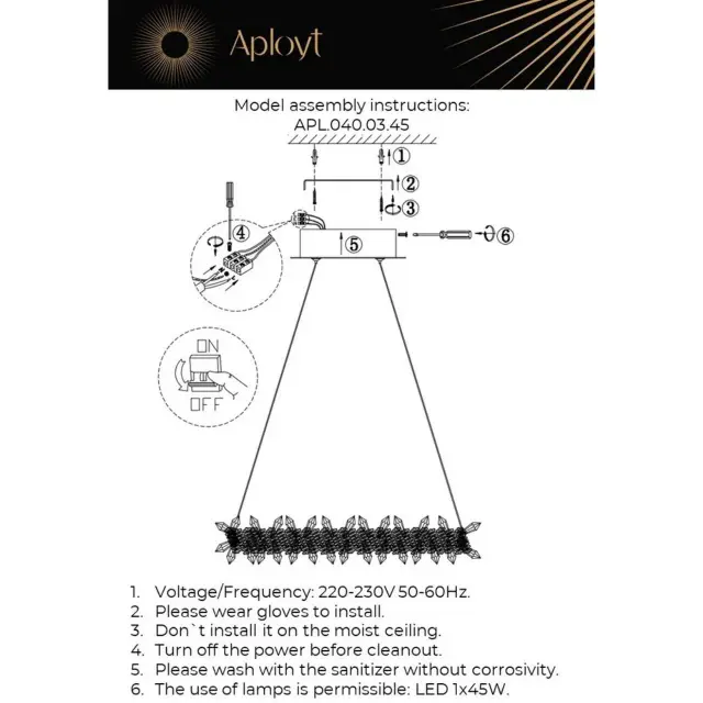 Светильник Aployt APL.040.03.45 MERION — золотой, ракурс 16