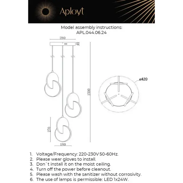 Светильник Aployt APL.044.06.24 MILA — хром, ракурс 12