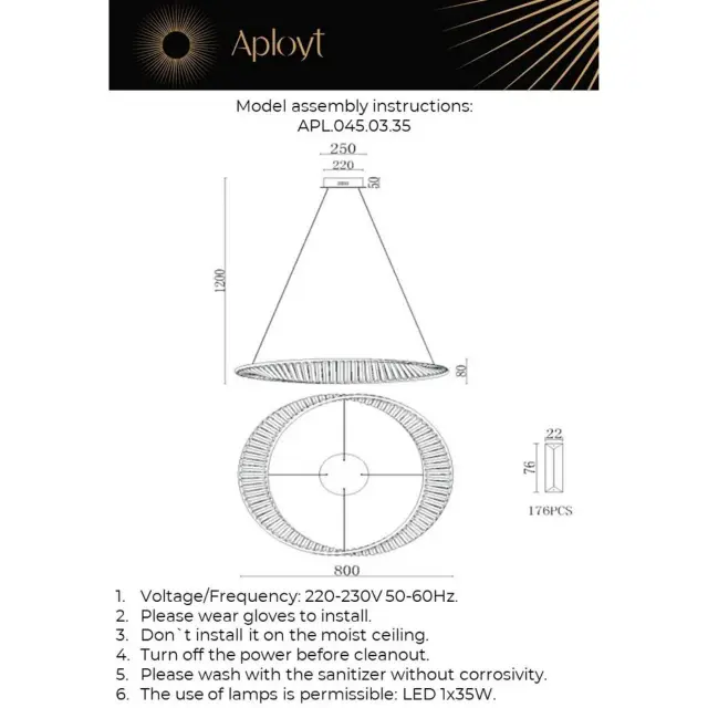 Светильник Aployt APL.045.03.35 OLIMP — золотой, ракурс 16