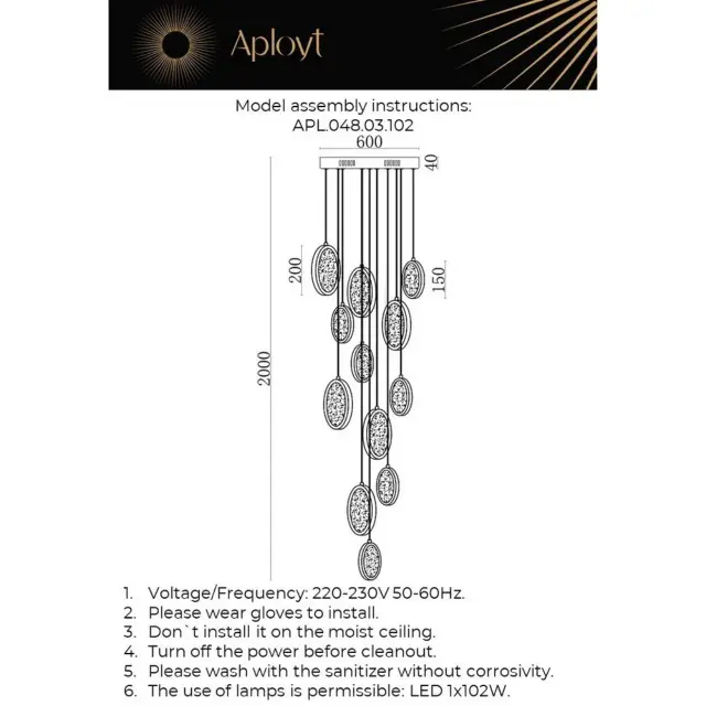 Светильник Aployt APL.048.03.102 YULALI — золотой, ракурс 14