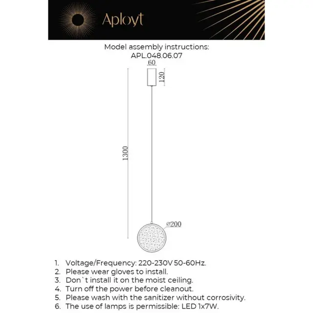 Светильник Aployt APL.048.06.07 YULALI — золотой, ракурс 12