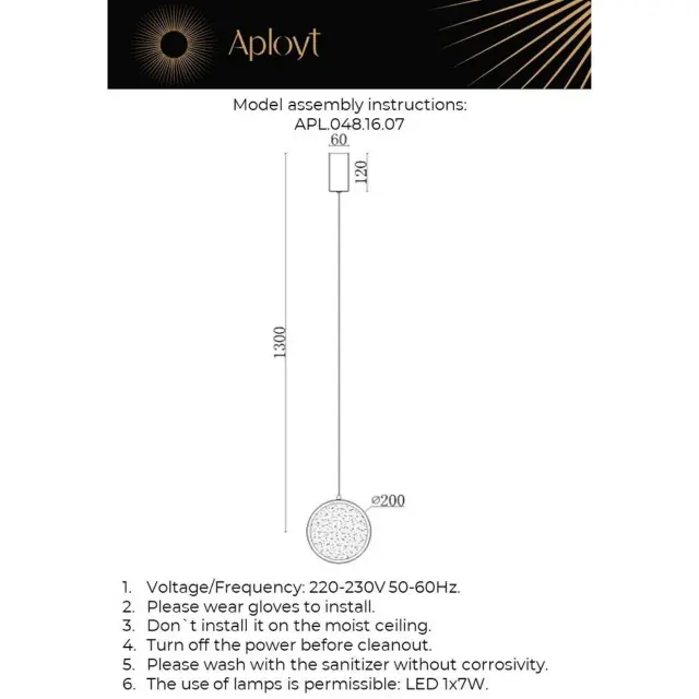 Светильник Aployt APL.048.16.07 YULALI — хром, ракурс 12