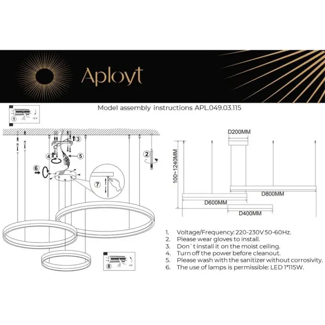 Светильник Aployt APL.049.03.115 ARMEL — латунь, ракурс 16