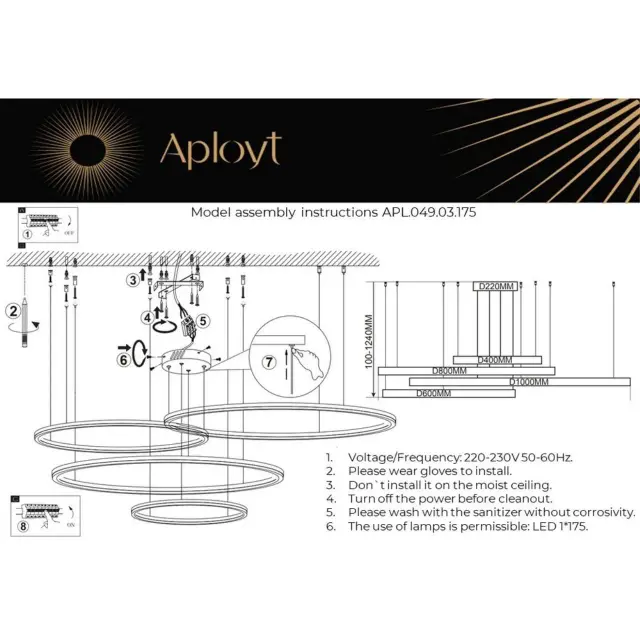 Светильник Aployt APL.049.03.175 ARMEL — латунь, ракурс 16