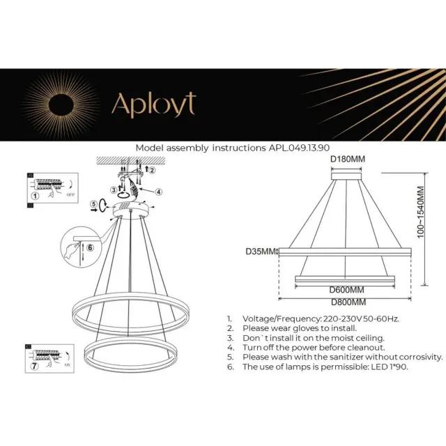 Светильник Aployt APL.049.13.90 ARMEL — латунь, ракурс 16