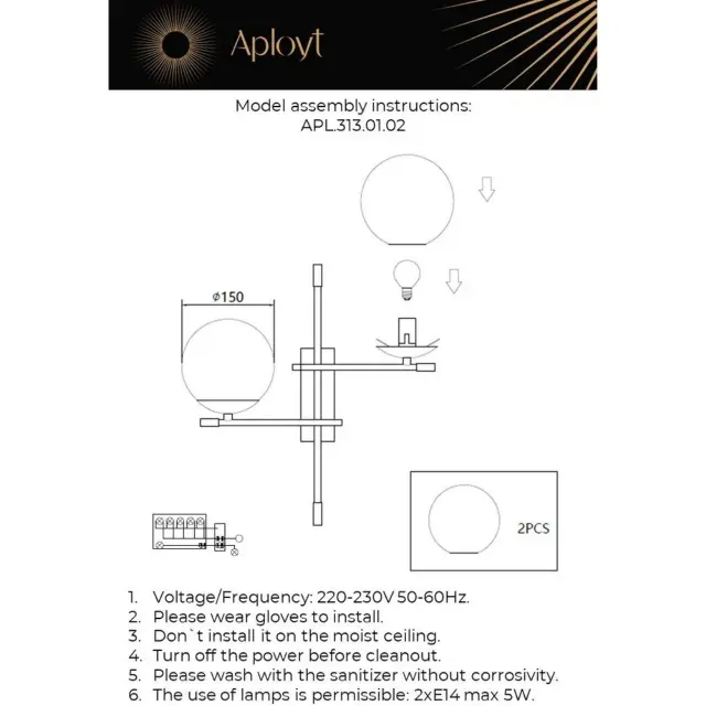 Бра Aployt APL.313.01.02 KRISTINA — латунь, ракурс 12