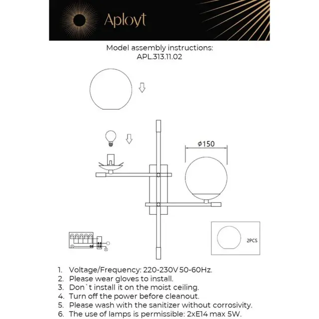 Бра Aployt APL.313.11.02 KRISTINA — латунь, ракурс 12