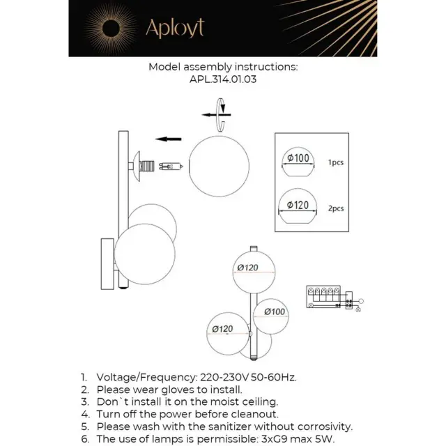 Бра Aployt APL.314.01.03 LETIZIA — латунь, ракурс 13