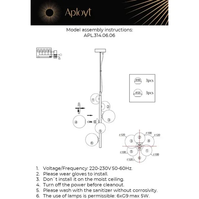 Светильник Aployt APL.314.06.06 LETIZIA — латунь, ракурс 12