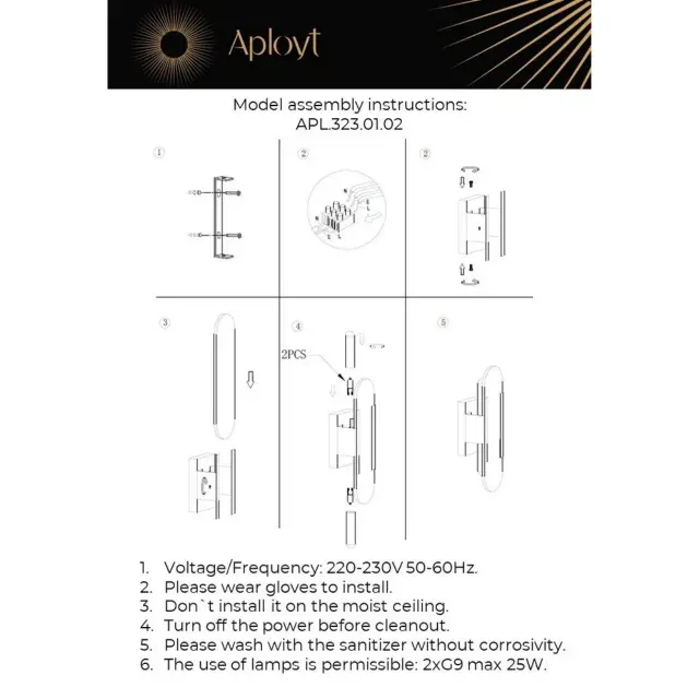 Бра Aployt APL.323.01.02 KLODETT — латунь, ракурс 12
