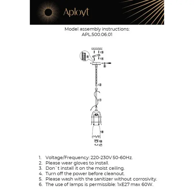 Светильник Aployt APL.500.06.01 SIMONA — черный, ракурс 12