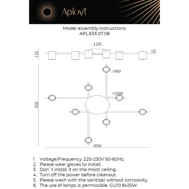 Люстра Aployt APL.633.07.08 ELWISIA — бронза, ракурс 14