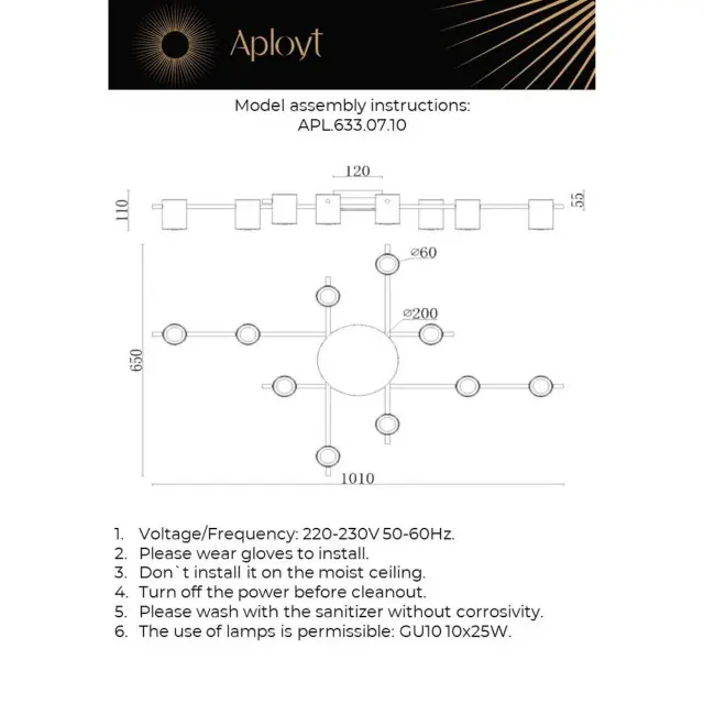 Люстра Aployt APL.633.07.10 ELWISIA — бронза, ракурс 14