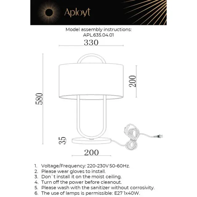 Настольная лампа Aployt APL.635.04.01 SELESTA — белый, ракурс 16
