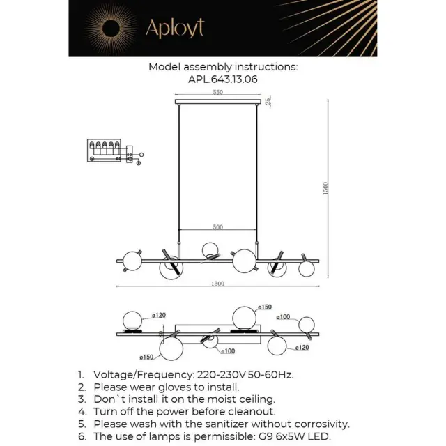 Светильник Aployt APL.643.13.06 PENELOPA — золотой, ракурс 18