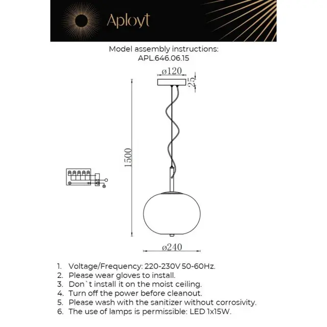 Светильник Aployt APL.646.06.15 ADELI — латунь, ракурс 12