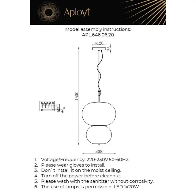Светильник Aployt APL.646.06.20 ADELI — латунь, ракурс 12