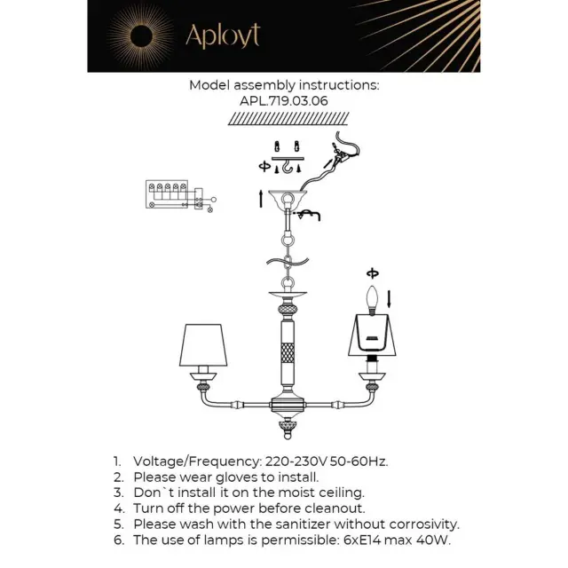 Люстра Aployt APL.719.03.06 SILVIAN — золотой, ракурс 18