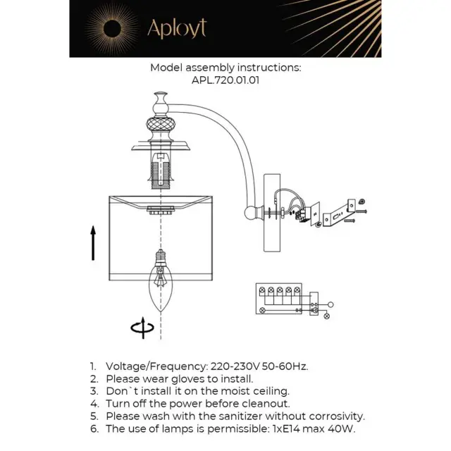 Бра Aployt APL.720.01.01 AGATA — золотой, ракурс 20