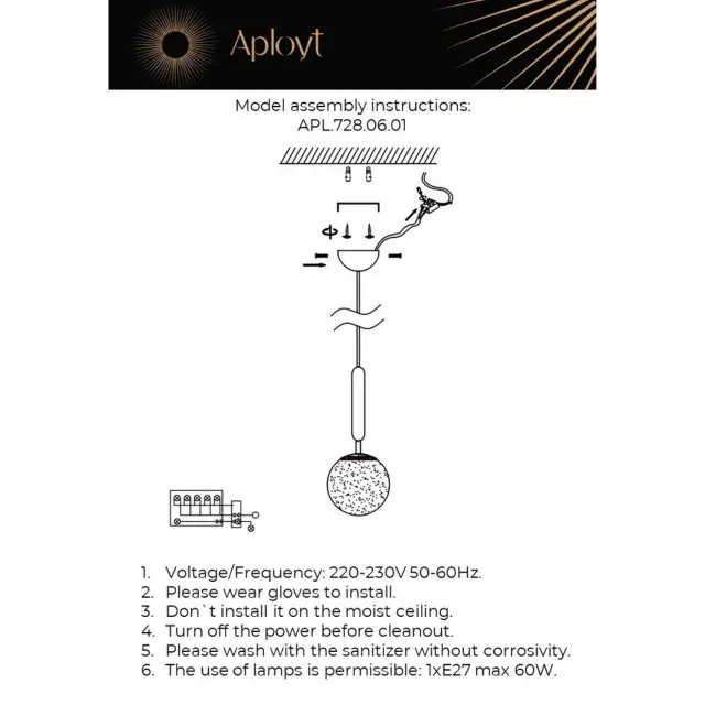 Светильник Aployt APL.728.06.01 LORA — латунь, ракурс 15