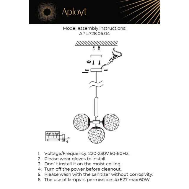 Люстра Aployt APL.728.06.04 LORA — латунь, ракурс 21