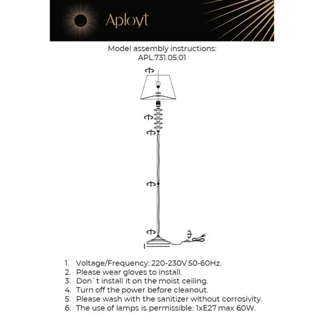 Торшер Aployt APL.731.05.01 PERLA — хром, ракурс 15