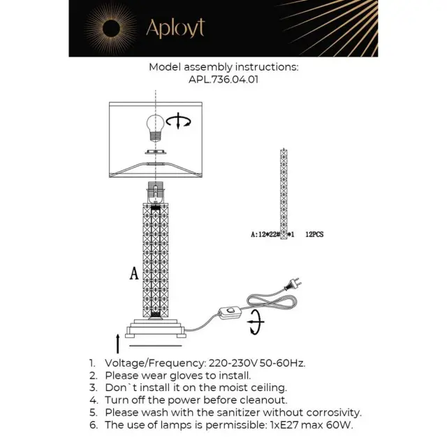 Настольная лампа Aployt APL.736.04.01 IRENI — хром, ракурс 14