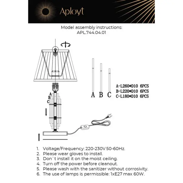 Настольная лампа Aployt APL.744.04.01 ZHAKLIN — золотой, ракурс 15