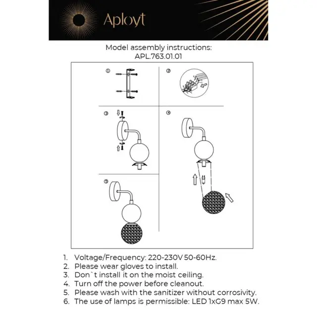 Бра Aployt APL.763.01.01 VIOLET — хром, ракурс 15