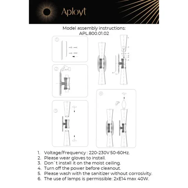 Бра Aployt APL.800.01.02 HLOYA — золотой, ракурс 19