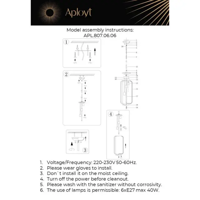 Светильник Aployt APL.807.06.06 SANDRA — латунь, ракурс 14