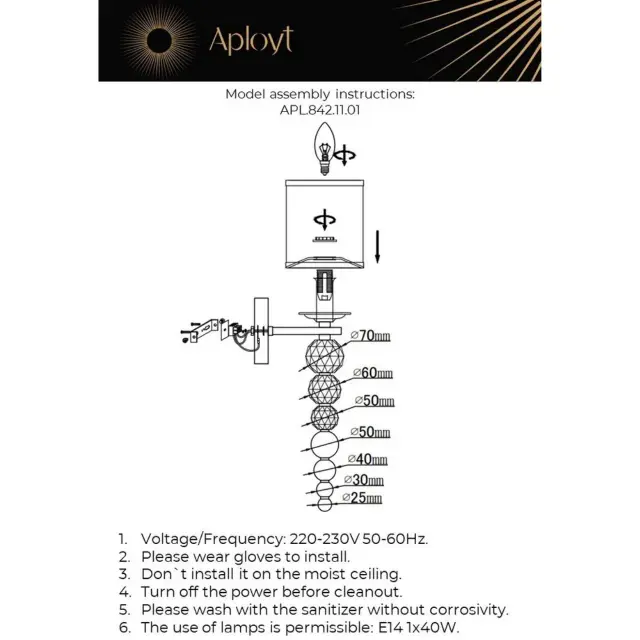 Бра Aployt APL.842.11.01 FLORETTA — латунь, ракурс 16