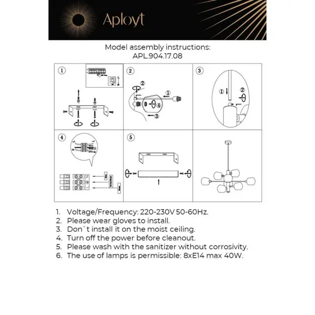 Люстра Aployt APL.904.17.08 AMELI — латунь, ракурс 23
