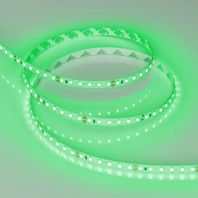 Светодиодная лента RT-A120-8mm 24V Green(9.6 W/m, IP20, 2835, 5m), ракурс 3