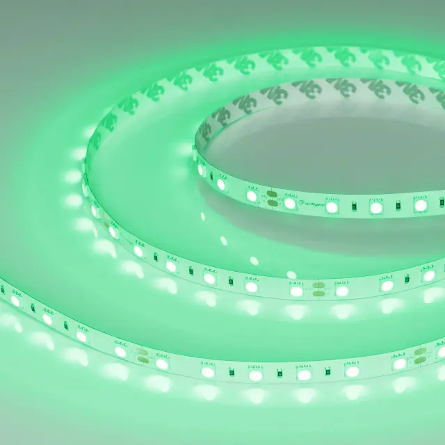 Светодиодная лента RT-B60-10mm 24V Green (14.4 W/m, IP20, 5060, 5m), ракурс 3