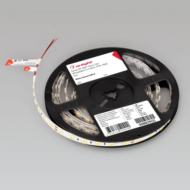 Светодиодная лента RT-B60-10mm 24V White6000 (14.4 W/m, IP20, 5060, 5m), ракурс 4