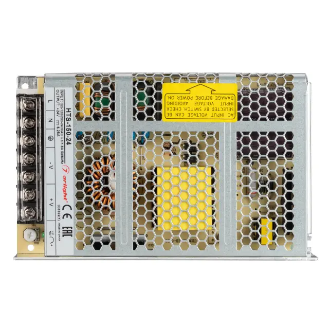 Блок питания HTS-150-24 (24V, 6.2A, 150W), ракурс 2